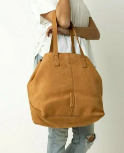 Grose Shopper Geschliffenes Leder Cognac