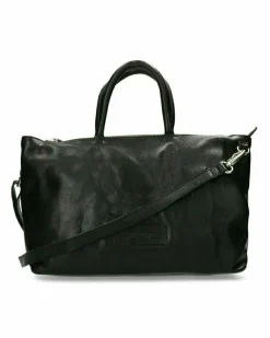 Handtasche Strukturleder Schwarz