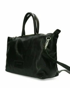 Handtasche Strukturleder Schwarz