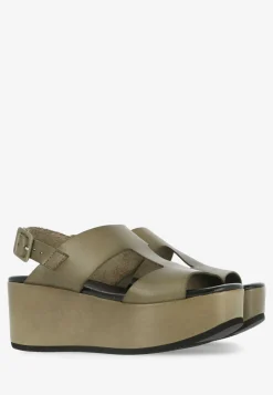 Sandale Plateau Vegetable Tanned Grun