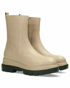 Stiefelette Glattleder Hellgrau