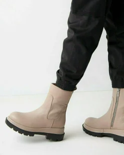 Stiefelette Glattleder Hellgrau