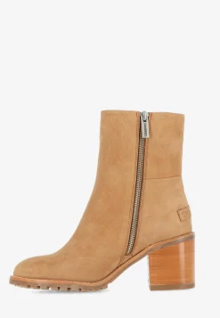 Stiefelette Mit Absatz Geschliffenes Leder Cognac