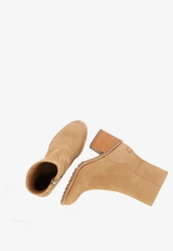 Stiefelette Mit Absatz Geschliffenes Leder Cognac