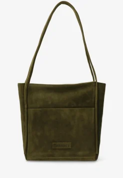 Umhangetasche Aus Gewachstes Wildleder Olivgrun