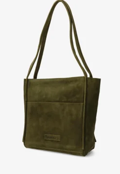 Umhangetasche Aus Gewachstes Wildleder Olivgrun