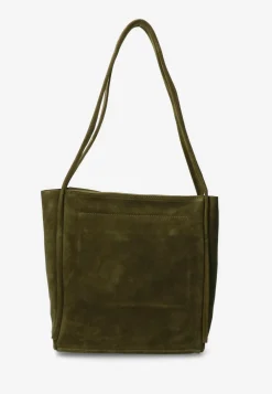 Umhangetasche Aus Gewachstes Wildleder Olivgrun